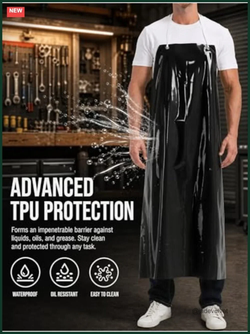 Waterproof TPU Lightweight Work Apron for Kitchen Cooking Cleaning